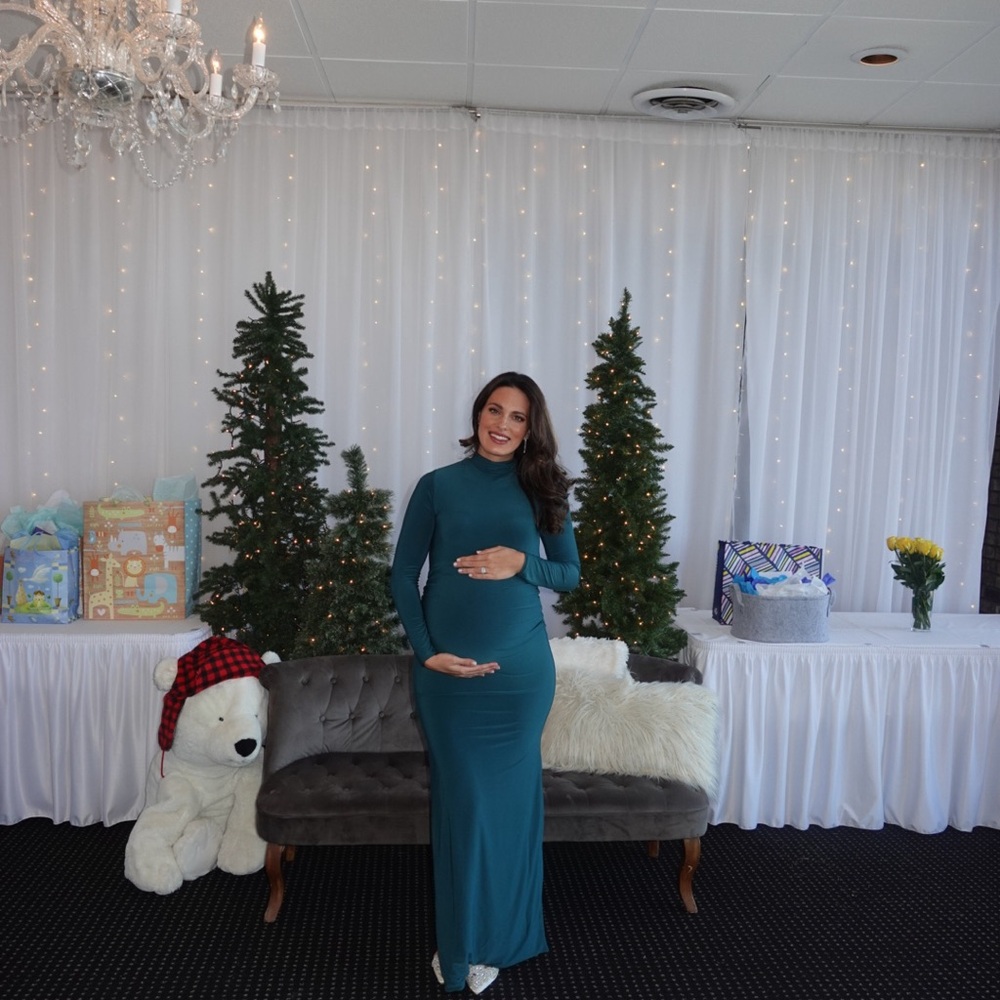 Green maxi maternity dress